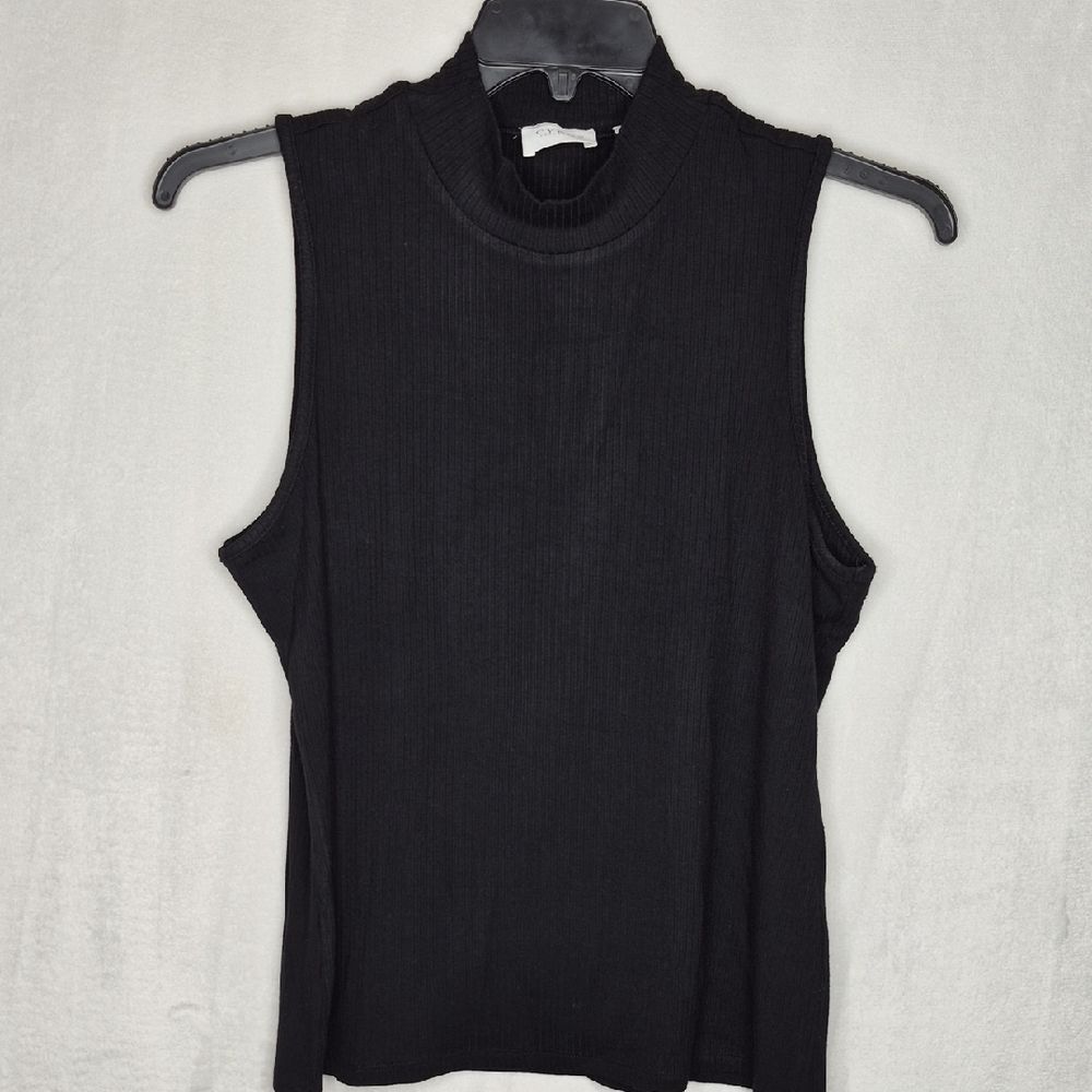 Cyrus Black Sleeveless Ribbed Top Size Large